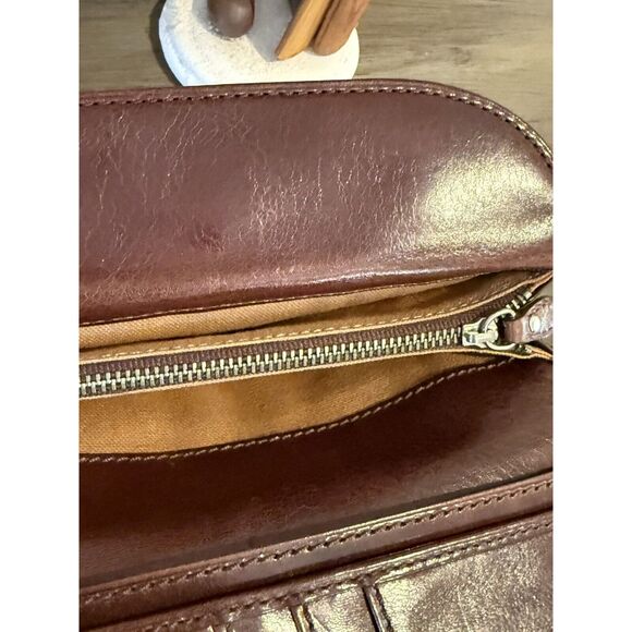 Ralph Lauren Collectors 100% Leather Card Check Wallet Zipper Whiskey Brown - Picture 11 of 16